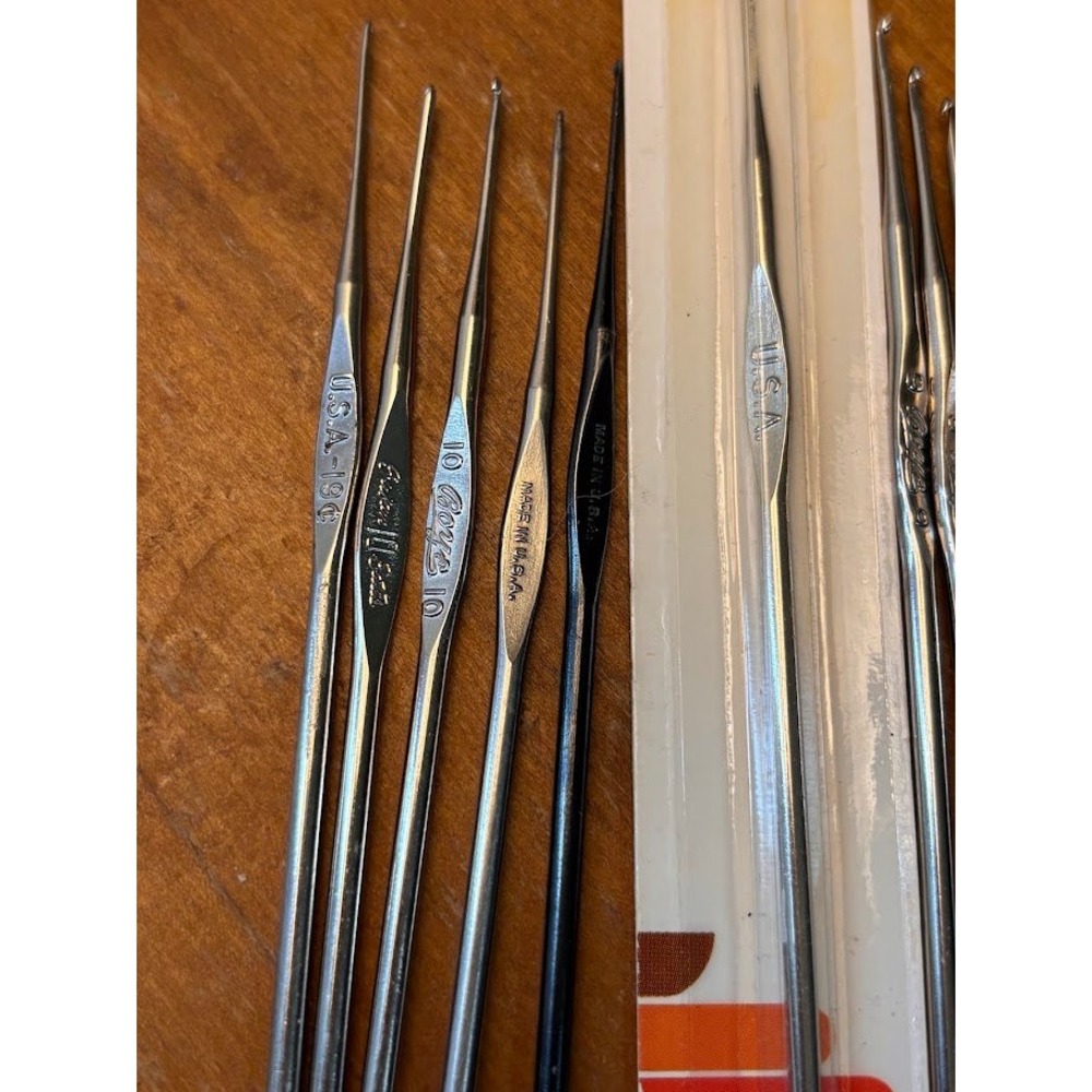 Vintage Boye Steel Crochet Hooks Lot USA Sizes 0 2 6 7 8 9 10 Lace Thread - Picture 3 of 9